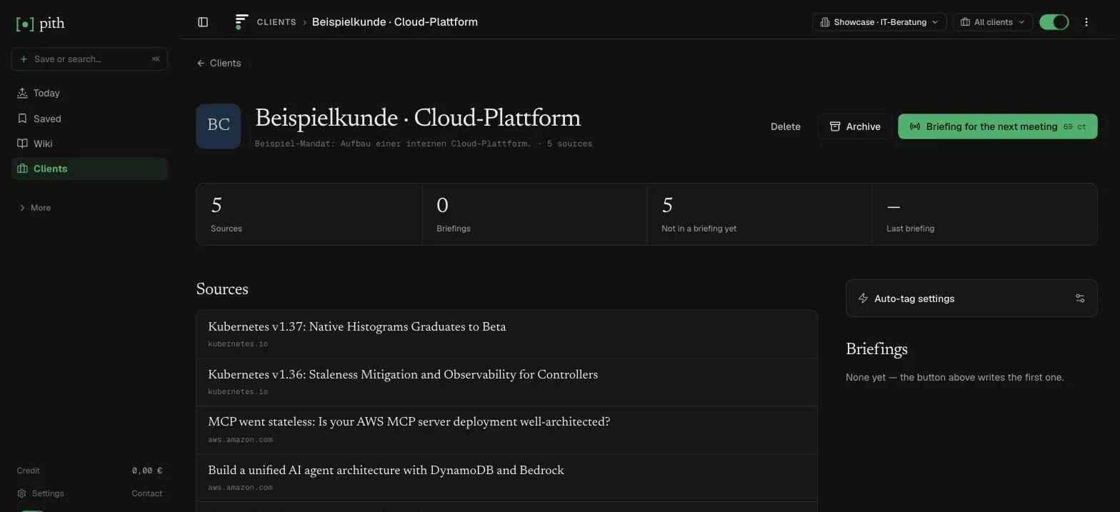 Client space with automatically assigned sources