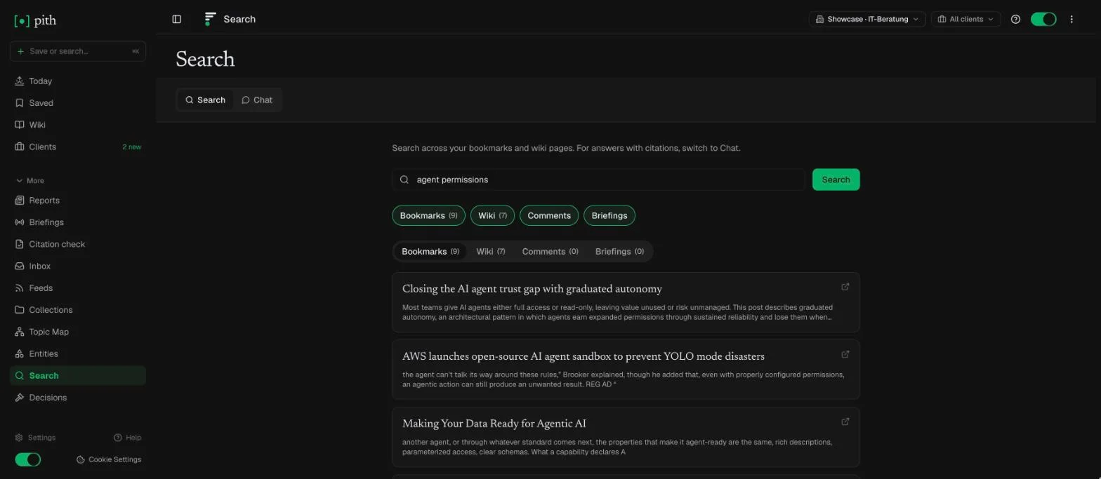 Search across articles, wiki and briefings